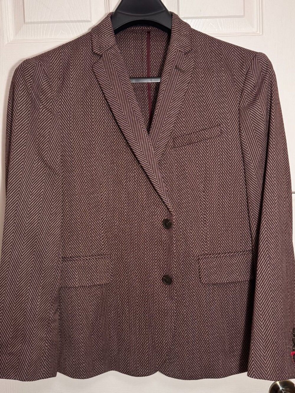NWT JF J.Ferrar Men’s Brown Herringbone Slim Fit Blazer Sport Coat Suit Jacket